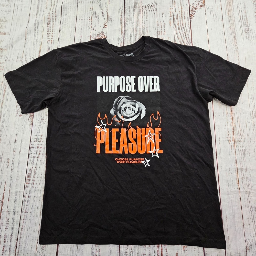 Purpose Over Pleasure Black Short Sleeve Cotton T-Shirt Men's XL